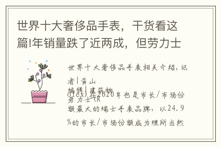 世界十大奢侈品手表,干货看这篇!年销量跌了近两成,但劳力士还是蝉联了“全球表王”