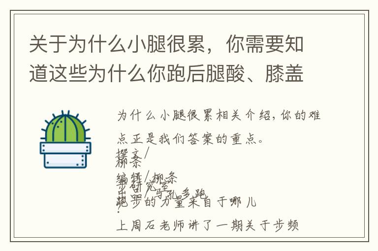 关于为什么小腿很累，你需要知道这些为什么你跑后腿酸、膝盖还难受？跑步力量来源不对