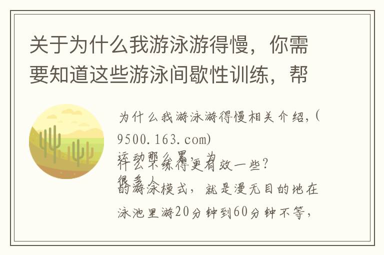 关于为什么我游泳游得慢,你需要知道这些游泳间歇性训练,帮助你增加游泳动力