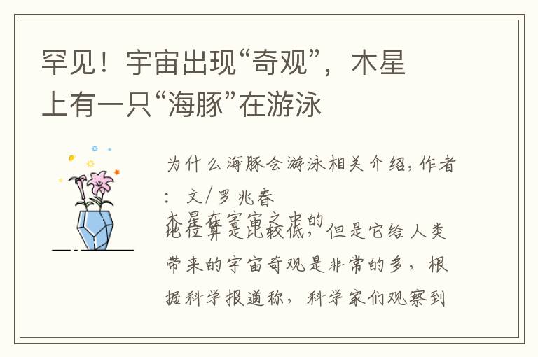 罕见！宇宙出现“奇观”，木星上有一只“海豚”在游泳