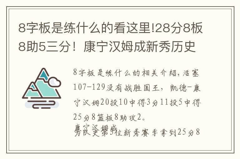 8字板是练什么的看这里!28分8板8助5三分!康宁汉姆成新秀历史第三人