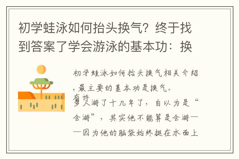 初学蛙泳如何抬头换气?终于找到答案了学会游泳的基本功:换气