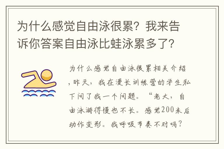 为什么感觉自由泳很累?我来告诉你答案自由泳比蛙泳累多了?动作容易变形?你需要换一种训练方式