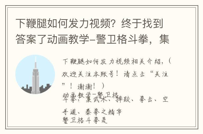下鞭腿如何发力视频?终于找到答案了动画教学-警卫格斗拳,集武术、摔跤、拳击、空手道、泰拳之精华