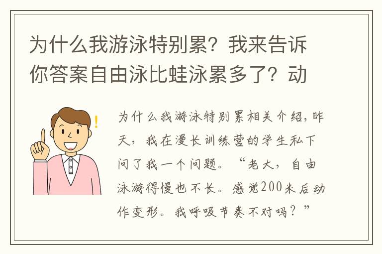 为什么我游泳特别累?我来告诉你答案自由泳比蛙泳累多了?动作容易变形?你需要换一种训练方式