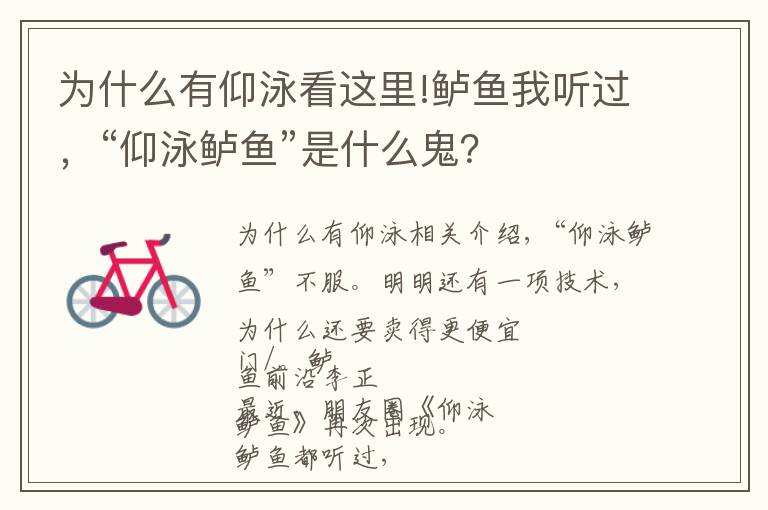 为什么有仰泳看这里!鲈鱼我听过,“仰泳鲈鱼”是什么鬼?