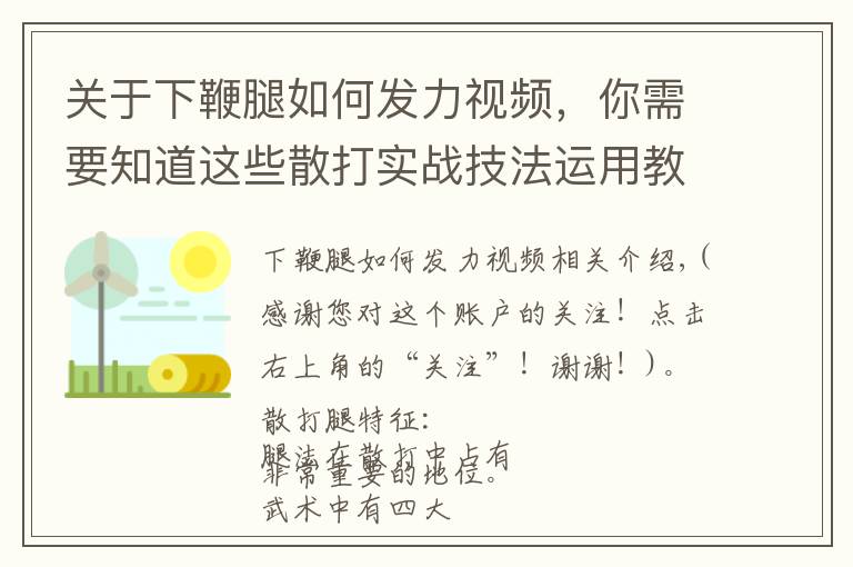 关于下鞭腿如何发力视频,你需要知道这些散打实战技法运用教学-“腿法”,千锤百炼,终将有自己的绝招
