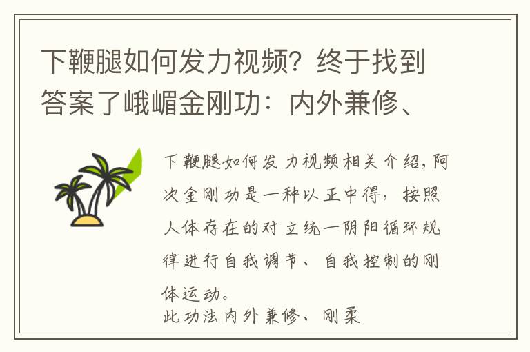下鞭腿如何发力视频?终于找到答案了峨嵋金刚功:内外兼修、刚柔合一,用于提高自由搏击的技击功底