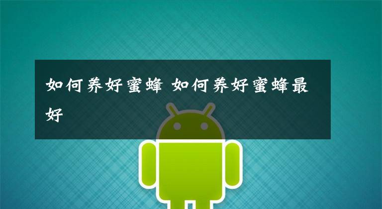 如何养好蜜蜂 如何养好蜜蜂最好