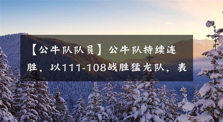 【公牛队队员】公牛队持续连胜，以111-108战胜猛龙队，表现突出的队员有谁？