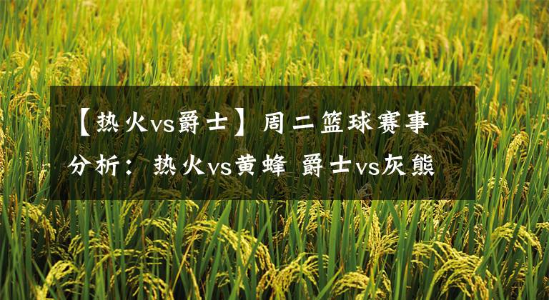 【热火vs爵士】周二篮球赛事分析:热火vs黄蜂 爵士vs灰熊