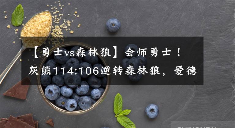 【勇士vs森林狼】会师勇士！灰熊114:106逆转森林狼，爱德华兹空砍30+5