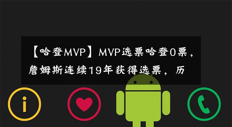 【哈登MVP】MVP选票哈登0票,詹姆斯连续19年获得选票,历史第一人