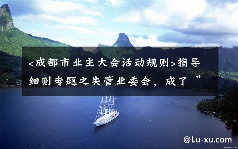 <成都市业主大会活动规则>指导细则专题之失管业委会，成了“添堵会”：部分业委会运行乱象调查