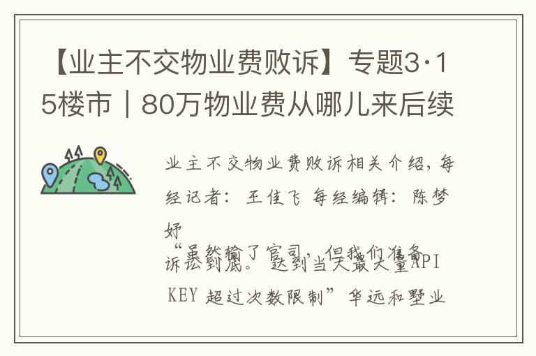 【业主不交物业费败诉】专题3·15楼市|80万物业费从哪儿来后续:业主败诉,但坚持诉讼到底