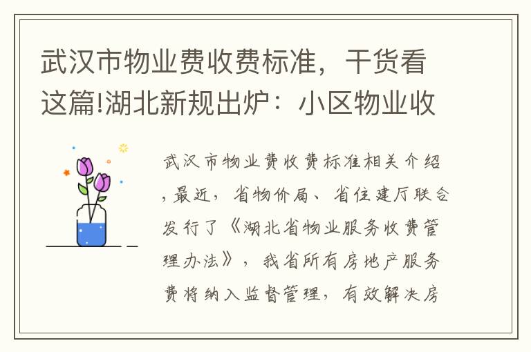武汉市物业费收费标准,干货看这篇!湖北新规出炉:小区物业收费标准不得随意调整