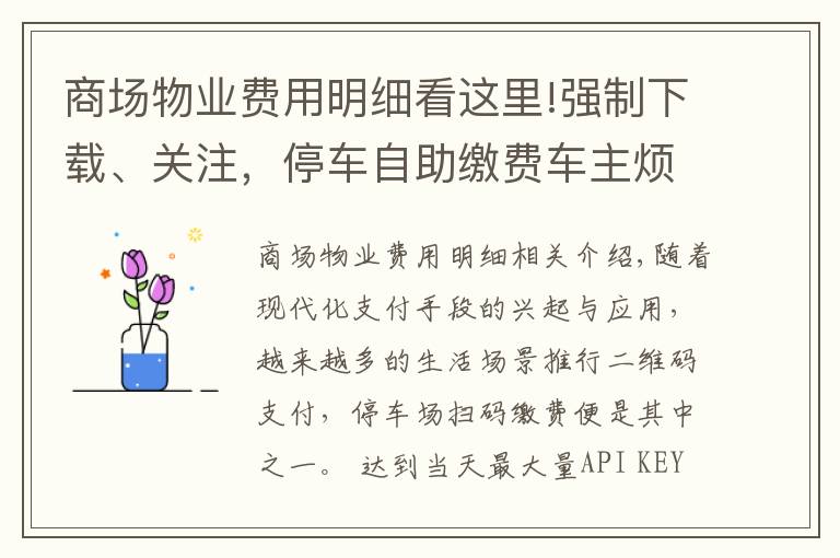 商场物业费用明细看这里!强制下载、关注,停车自助缴费车主烦恼不少