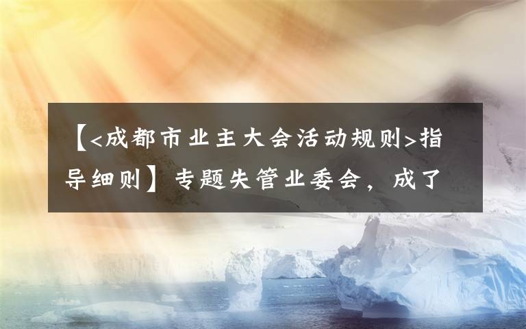 【<成都市业主大会活动规则>指导细则】专题失管业委会，成了“添堵会”：部分业委会运行乱象调查