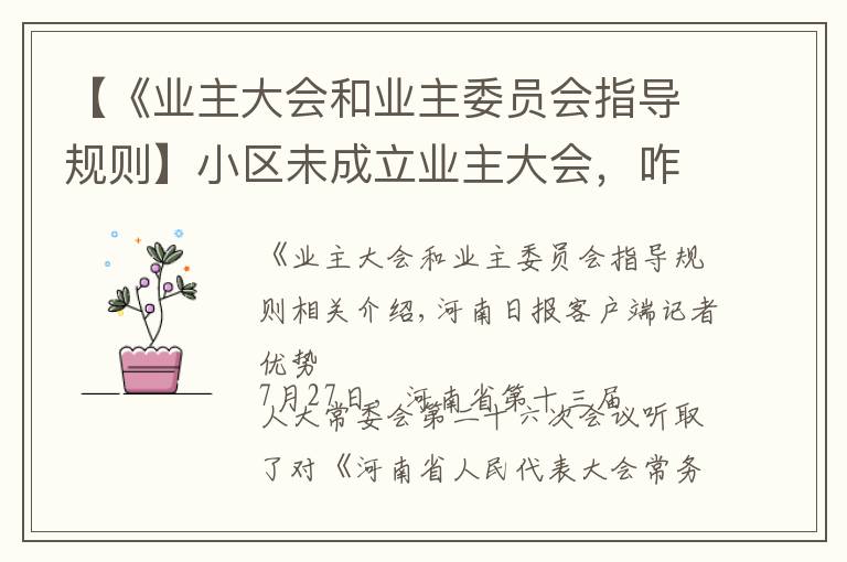 【《业主大会和业主委员会指导规则】小区未成立业主大会,咋“监管”物业?《河南省物业管理条例》拟增加新规,为业主“撑腰”