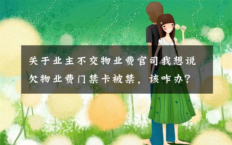 关于业主不交物业费官司我想说欠物业费门禁卡被禁,该咋办?民法典这样规定