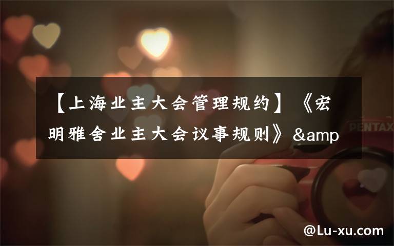 【上海业主大会管理规约】《宏明雅舍业主大会议事规则》&《业主管理规约》