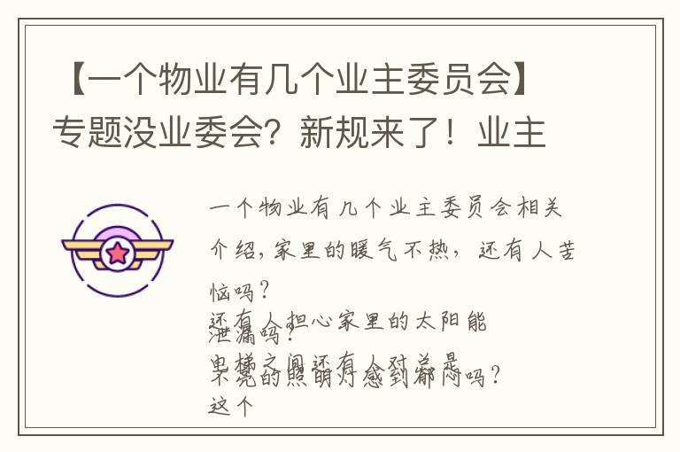 【一个物业有几个业主委员会】专题没业委会?新规来了!业主与物业公司共同管理小区