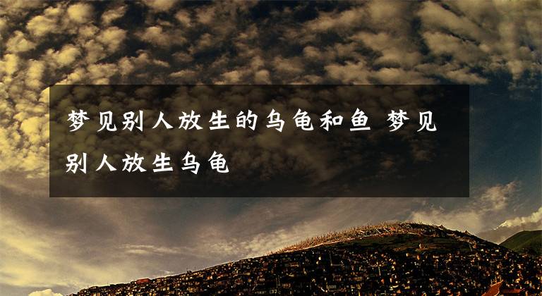 梦见别人放生的乌龟和鱼 梦见别人放生乌龟